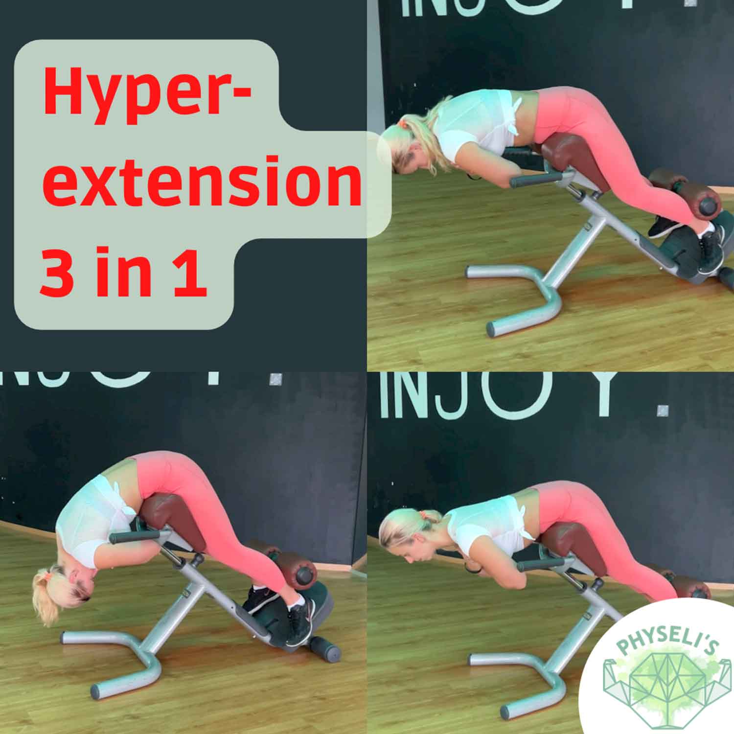 Elisabeth zeigt Hyperextensions mit Fokus auf Po, Rücken und Hamstrings